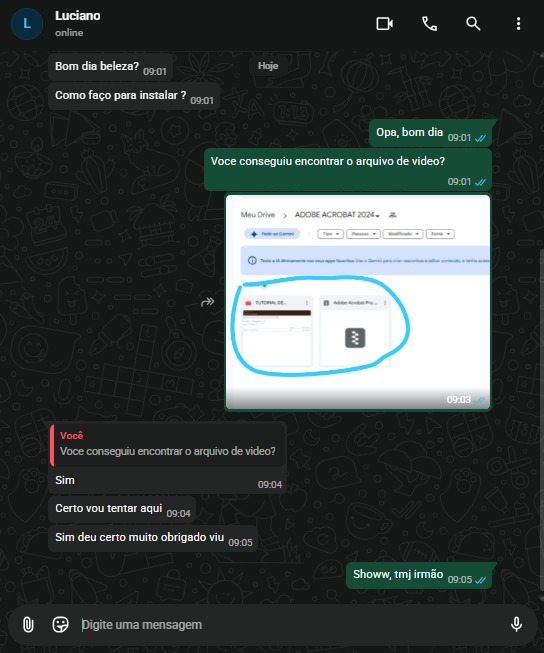 Conversa no WhatsApp com Luciano
